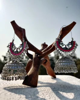 Magenta Hoops with Jhumkas