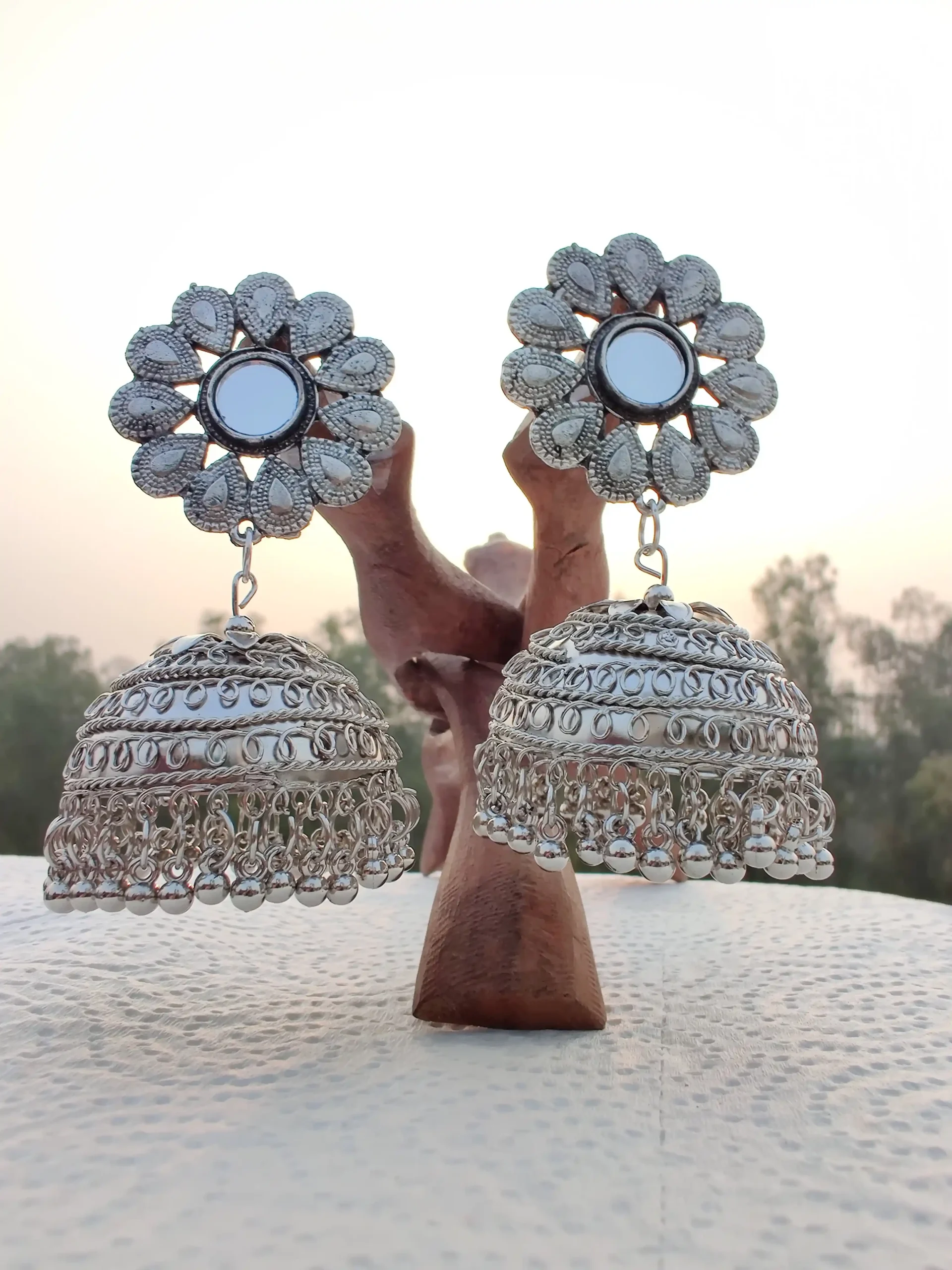 Mirror Stud Jhumkas